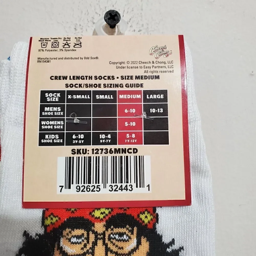 Cheech & Chong 2 Pairs Of Socks Sz Medium NEW